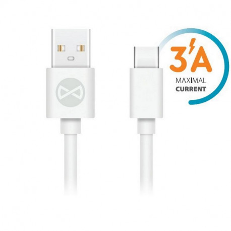 Forever Smart, Kaabel, juhe USB Male - USB Type-C, 3A, 1m - Valge