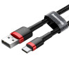 Baseus Cafule, Kaabel, juhe USB Male - USB Type-C Male, 3A, 1m - Must-Punane
