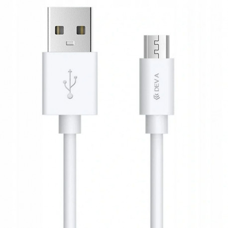 Devia Smart, Kaabel, juhe USB Male - MicroUSB Male, 2.1A, 2.0m - Valge
