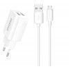 Seinalaadija, 2xUSB-porti adapter + USB-A - MicroUSB juhe, 1m, 5V, 2.4A - Valge