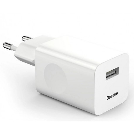 Seinalaadija, Baseus Kiirlaadija, USB-A, QC 3.0, Quick Charger, 24W - Valge