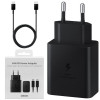 Seinalaadija, Samsung Originaal, 1xType-C port adapter + Type-C Juhe 1.8m, 45W, Fast Charging - Must