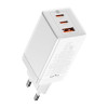 Baseus GaN3 Pro 1xUSB-A + 2xUSB-C, Type-C Juhe 1m, 65W - Valge