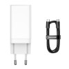 Baseus GaN3 Pro 1xUSB-A + 2xUSB-C, Type-C Juhe 1m, 65W - Valge