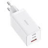 Baseus GaN5 Pro 1xUSB-A + 2xUSB-C, Type-C Juhe 1m, 65W - Valge