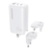 Dudao A7PRO, GaN, Kiirlaadija, EU, US, UK, 1xUSB-A + 2xUSB-C, 65W - White