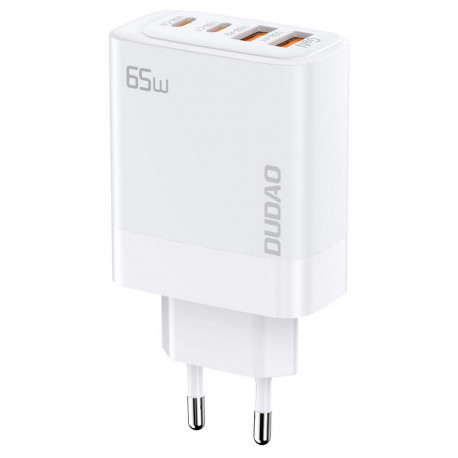 Dudao A65EU, GaN Laadija, 2xUSB-A + 2xUSB-C, 65W - Valge