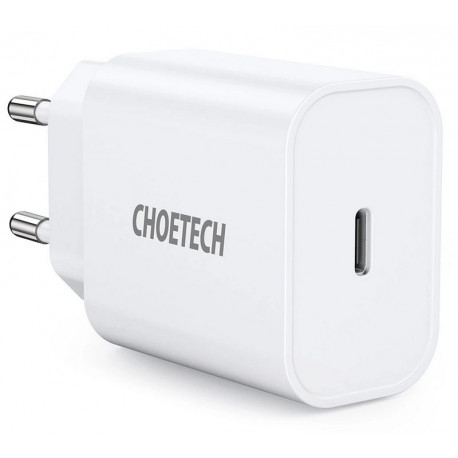 Seinalaadija, Choetech, Kiirlaadija, USB Type-C, Quick Charger, 20W - Valge