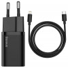 Seinalaadija PD, Baseus, Type-C adapter + Type-C - Lightning juhe, 1m, 20W, iPhone - Must