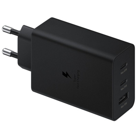 Seinalaadija PD, Samsung Originaal, USB-A + 2xType-C port adapter, PPS, PD, QC 3.0, AFC, 65W - Must