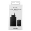 Seinalaadija PD, Samsung Originaal, USB-A + 2xType-C port adapter, PPS, PD, QC 3.0, AFC, 65W - Must