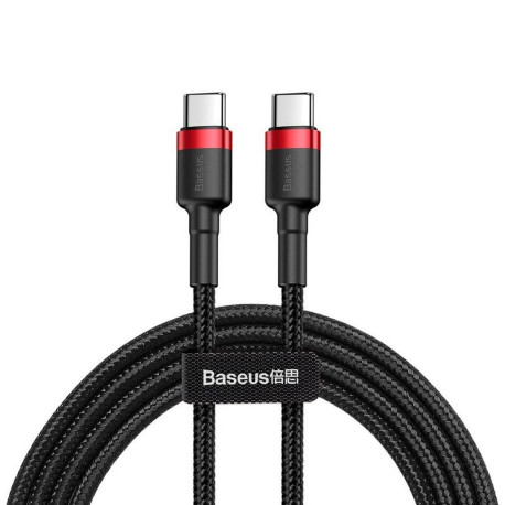 Baseus Cafule, Kaabel, juhe USB Type-C Male - USB Type-C Male, 60W, 1.0m - Must-Punane