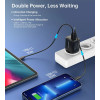 Seinalaadija, Choetech, Kiirlaadija, GaN, 2xUSB Type-C, PD, Quick Charger, 35W - Must