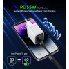 Seinalaadija, Choetech, Kiirlaadija, GaN, 2xUSB Type-C, PD, Quick Charger, 35W - Valge