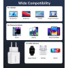 Seinalaadija, Choetech, Kiirlaadija, GaN, 2xUSB Type-C, PD, Quick Charger, 35W - Valge
