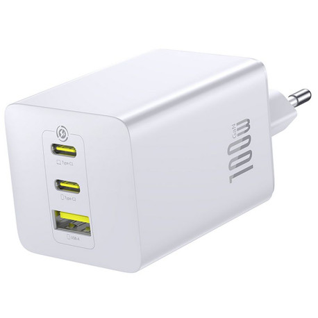 Baseus EnerFill FE11, Kiirlaadija, 1xUSB-A + 2xUSB-C, 100W - Valge