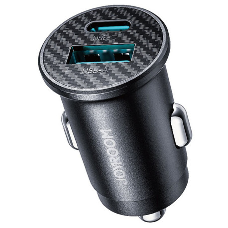 Joyroom JR-CCN16 Mini, Autolaadija USB Type A + Type-C port, 15W - Must