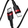 Baseus Cafule PD, Kaabel, juhe USB Type-C - Lightning, 18W, 1.0m, iPhone, iPad - Must-Punane