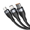 Baseus Flash PD QC, Kaabel, juhe USB-A + Type-C - Type-C, MicroUSB, Lightning, 100W, 1.2m - Must