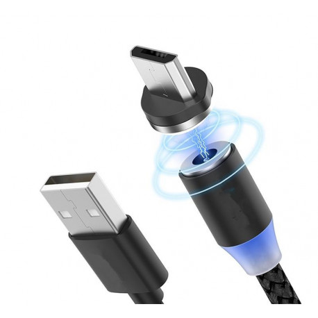 XO Magnetic, Kaabel, juhe USB Male - MicroUSB Male, 2A, 1.0m - Must