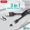 XO Magnetic, Kaabel, juhe USB-A - Type-C, MicroUSB, Lightning, 2.4A, 1.0m - Must