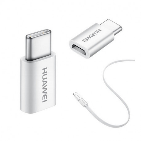 Huawei AP52, Üleminek, adapter MicroUSB Female - USB Type-C Male - Valge
