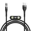 Baseus Zinc Magnetic, Kaabel, juhe USB-A Male - MicroUSB + USB Type-C + Ligtning, 3A, 1.0m - Must