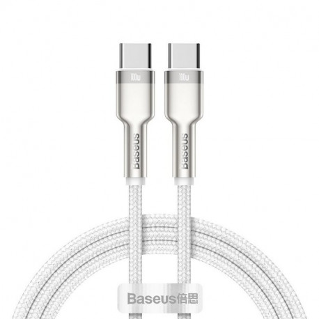 Baseus Cafule Metal PD, Kaabel, juhe USB Type-C Male - USB Type-C Male, 100W, 1.0m - Valge