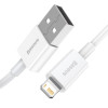 Baseus Superior, Kaabel, Juhe USB Male - Lightning, 2.4A, 0.25m, iPhone, iPad - Valge