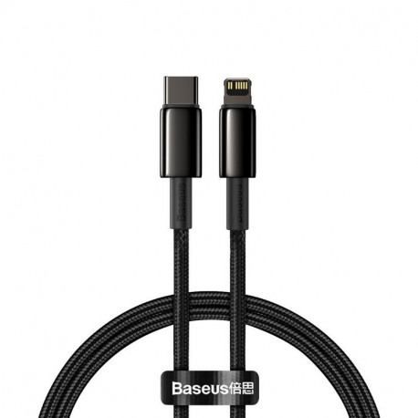 Baseus Tungsten PD, Kaabel, juhe USB Type-C - Lightning, 20W, 2.0m, iPhone, iPad - Must
